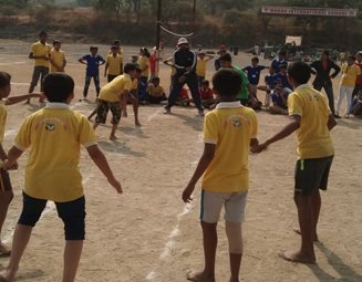 Students playing kabaddi